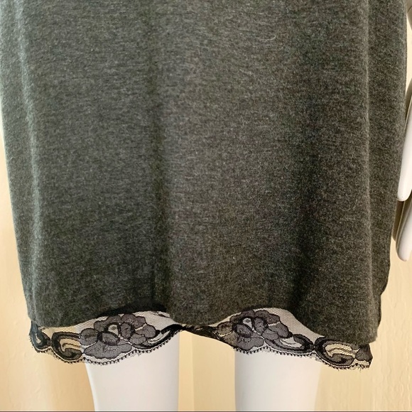 TRINA TURK Knit Lace Hem Charcoal Grey Dress - Picture 8 of 16
